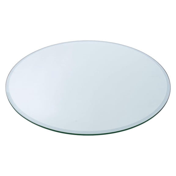 28" Round Clear Tempered Glass Table Top 1/2" Thick 1" Beveled Edge