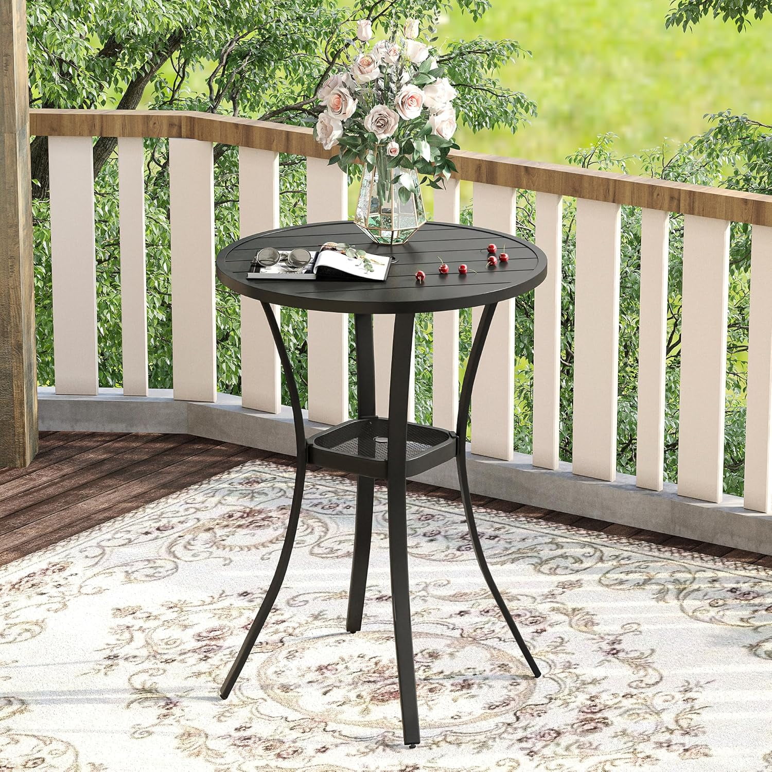 28" Round Outdoor Bar Table, Bar Height Outdoor Table for Balcony ...