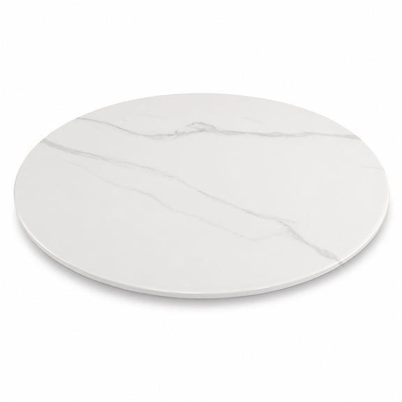 28" Round Tempered Glass Table Top with White Marble Design, DIY Replacement Cover Desktop, Round Glass Dining Tabletop, Coffee Tabletop, Patio Tabletop for Indoor and Outdoor Use