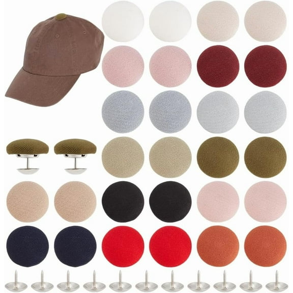28 Sets 14 Colors Baseball Cap Top Buttons Baseball Cap Hats Buttons Mushroom Shape Cloth Covered with Metal Shank Replacement Top Buttons