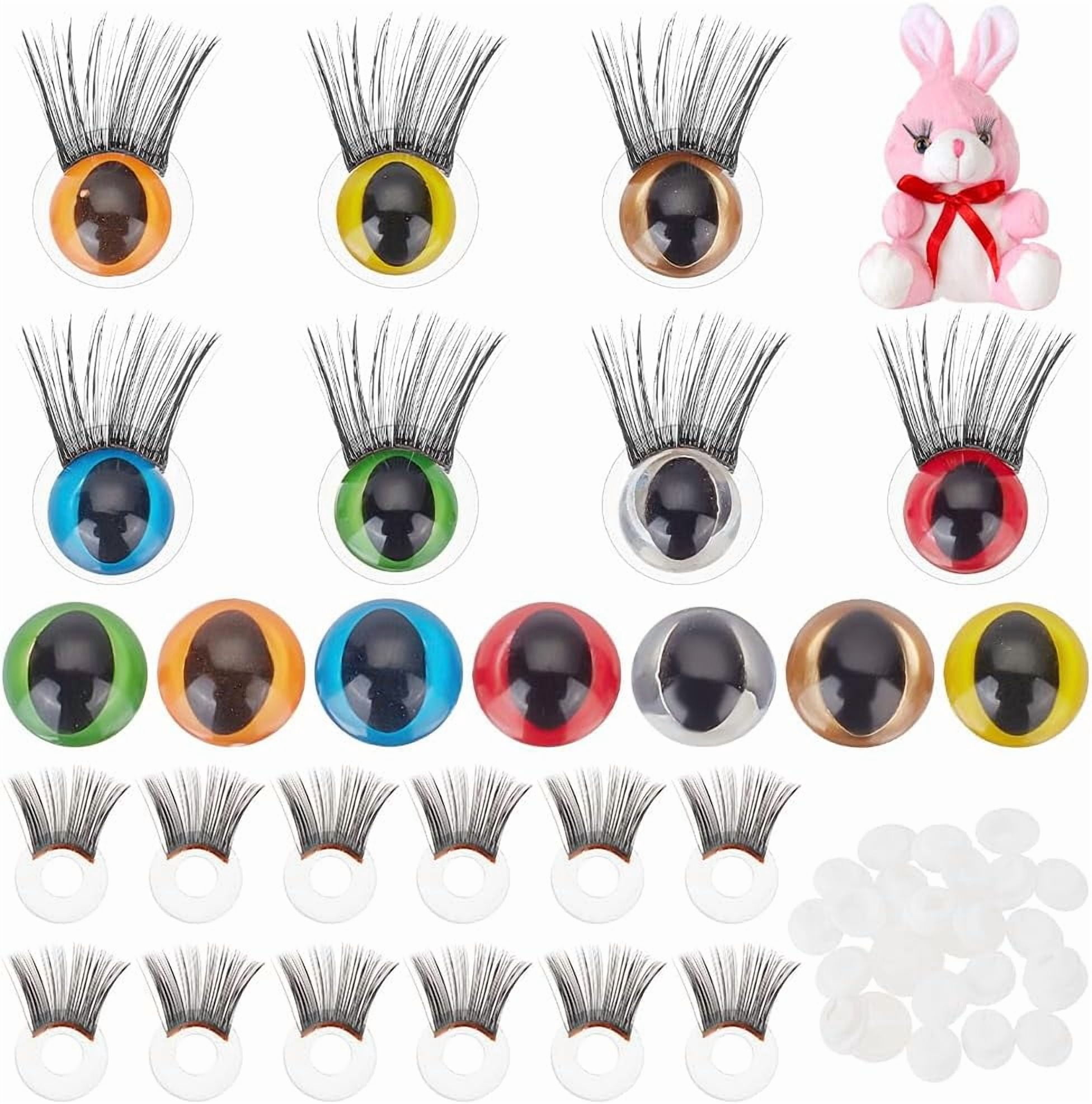 PH PandaHall 28 Sets Safety Craft Eyes With Eyelashes - 10mm Amigurumi Eyes For Stuffed Animals