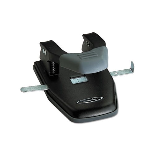 28-Sheet Comfort Handle Steel Two-Hole Punch 1/4" Holes, Black/Gray