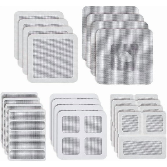 28 Sheet Window Screen Repair Kit 4 Sizes Self-Adhesive Screen Door Mesh Replacement Window Nets Mesh Tape Tent Repair Tape Gray Covering Mesh Patches