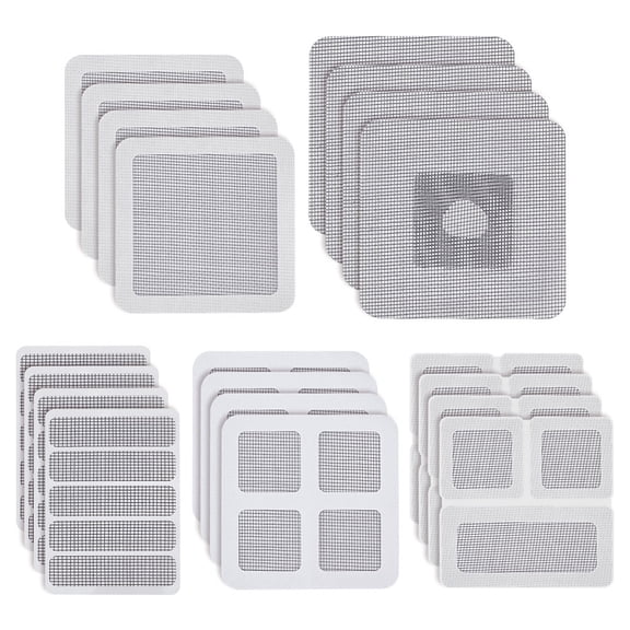 28 Sheet Window Screen Repair Kit 4 Sizes Self-Adhesive Screen Door Mesh Replacement Window Nets Mesh Tape Tent Repair Tape Gray Covering Mesh