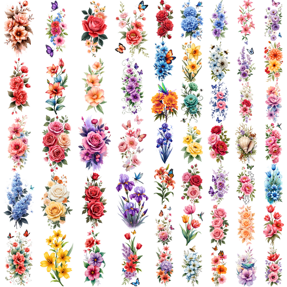 28 Sheets Temporary Tattoos Waterproof Long Lasting Body Stickers Floral Rose Butterfly Peony Flower Adult Women Tattoo Stickers Arm Forearm Thigh Back Shoulder