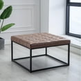 thumbnail image 1 of 28" Square Button Tufted Metal Ottoman with Multiple Fabric Options, 1 of 7