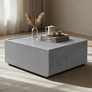 28" Square MGO Coffee Table   Durable Construction, Spacious Tabletop, Grey Travertine
