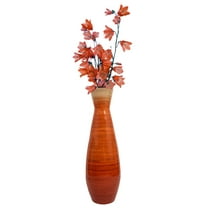 28" Tall Bamboo Floor Vase, Glossy Orange