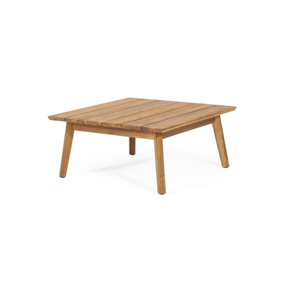 28" Teak Finish Acacia Wood Square Outdoor Coffee Table
