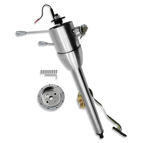 28" Tilt Manual Steering Column Floor Shift with Ignition Key &Adapter Stainless