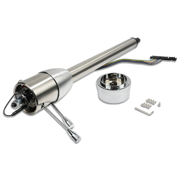 28" Tilt Manual Steering Column with 9 Holes Adapter No Key Stainless Steel