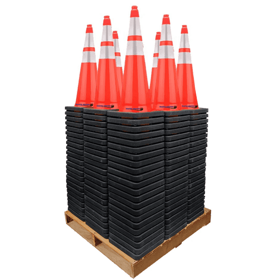 28" Traffic Safety Cone - 5 Lbs - Orange - 6"+4" Hi Intensity Reflective Collars - 288PC - Bulk Pallet