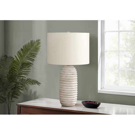 28" Transitional Table Lamp, Cream Resin, Ivory/Cream Shade, Elegant Lighting