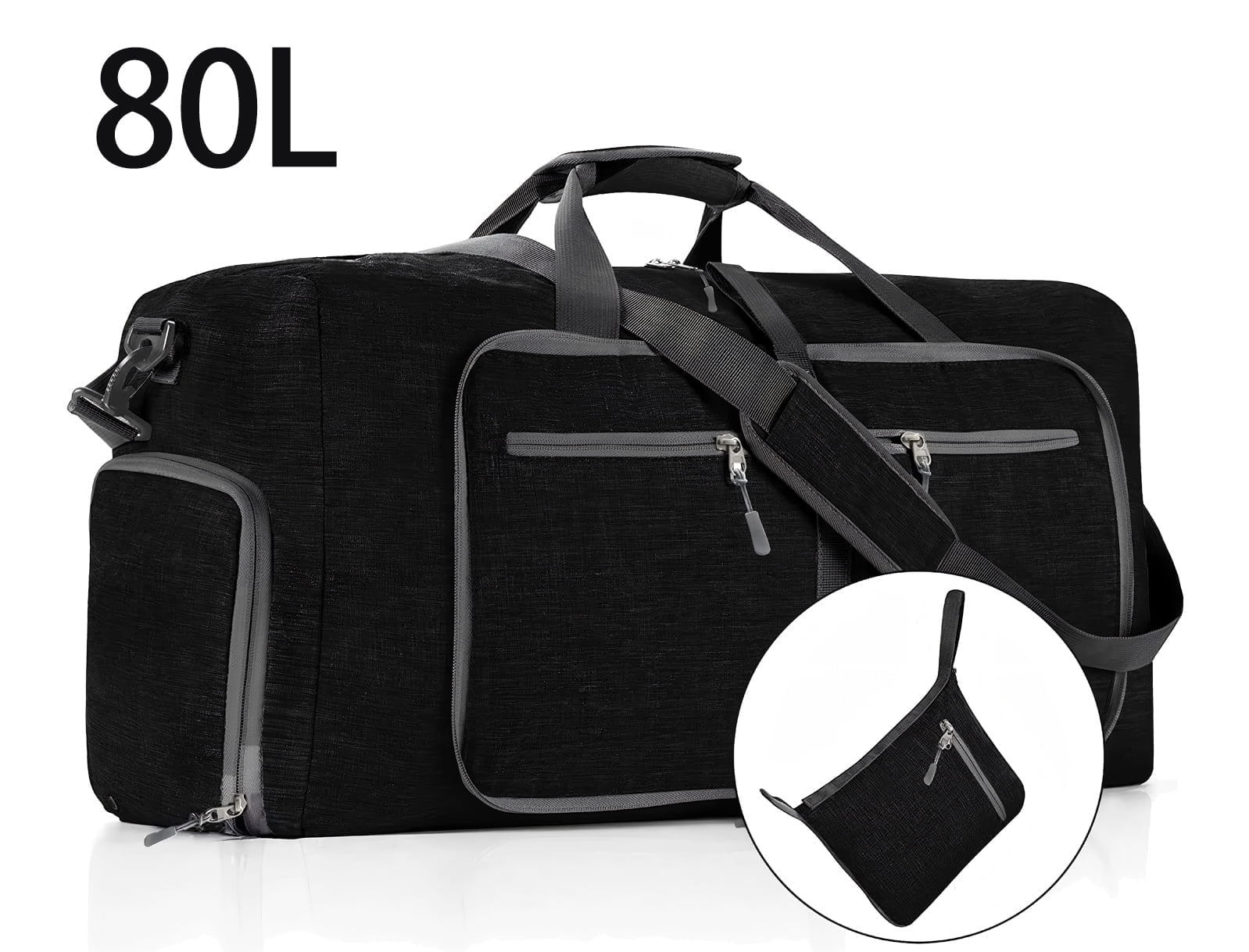 XUEYU 28" Travel Duffle Bag for Men, 80L Foldable Travel Duffel Bag with Shoes Compartment, Overnight Bag for Men Women Waterproof & Tear Resistant, Travel Bag for Traveling Camping Touring, Black