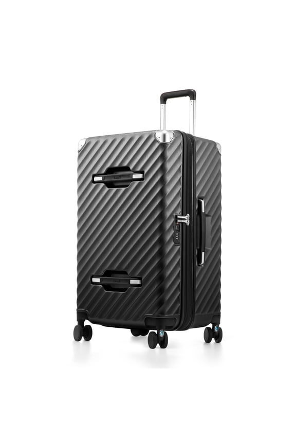 28" Trunk Luggage Checked Large Expandable, Hardside Polycarbonate Spinner Suitcase with TSA Lock,Charcoal Metallic- EX-Pro