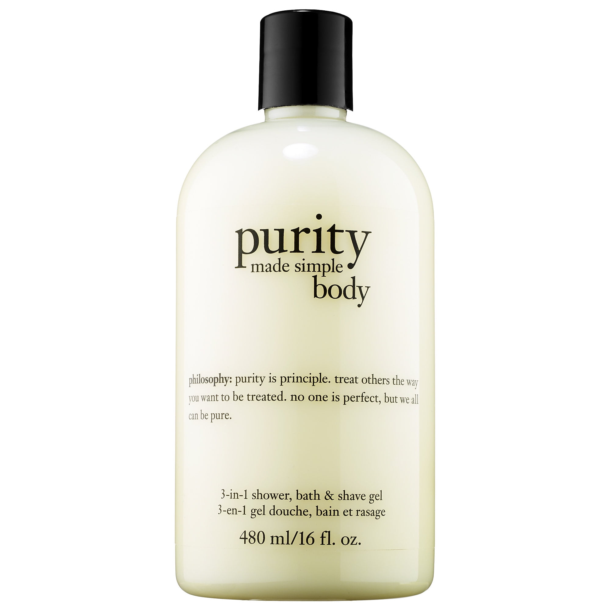 (28 Value) Philosophy Purity Made Simple for Body, 3in1 Body Wash, Bath & Shave Gel, 16 Oz