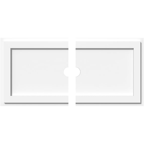 28"W x 14"H x 2"ID x 9 3/4"C x 1"P Rectangle Architectural Grade PVC Contemporary Ceiling Medallion, Two Piece