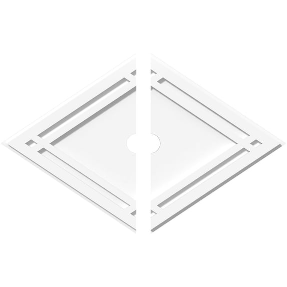 28"W x 18 5/8"H x 2"ID x 9 3/4"C x 1"P Diamond Architectural Grade PVC Contemporary Ceiling Medallion, Two Piece