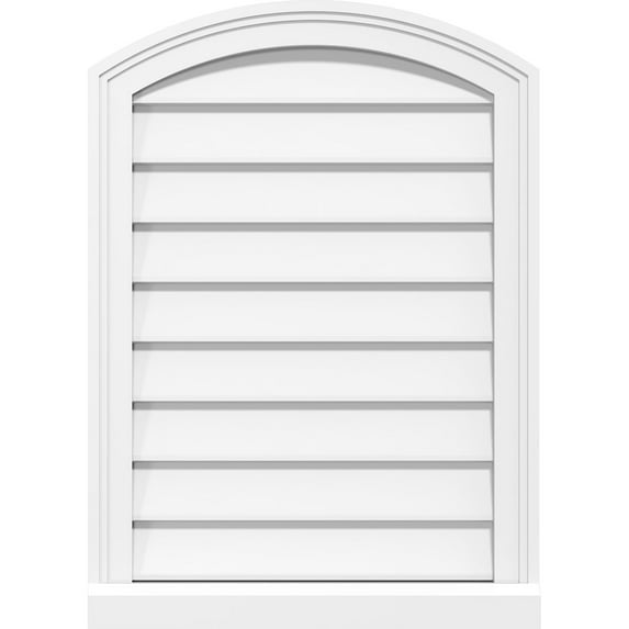 28"W x 36"H Arch Top Surface Mount PVC Gable Vent: Non-Functional, w/ 2"W x 2"P Brickmould Sill Frame