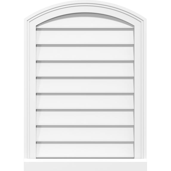 28"W x 38"H Arch Top Surface Mount PVC Gable Vent: Non-Functional, w/ 2"W x 2"P Brickmould Sill Frame