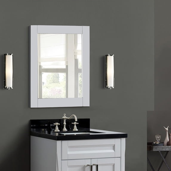 28" WOOD FRAME MIRROR IN WHITE