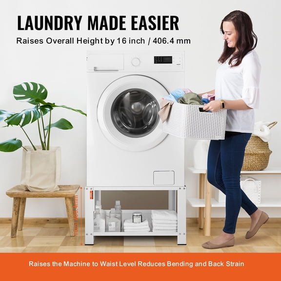 28" Washer Dryer Pedestal Base, Heavy Duty Steel Frame with Storage Shelf, 660lbs Limit