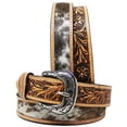 thumbnail image 1 of 28  Western 1-1/2" Wide Floral Tooled Cowhide Inlay Full-Grain Leather Belt 26RT60, 1 of 3