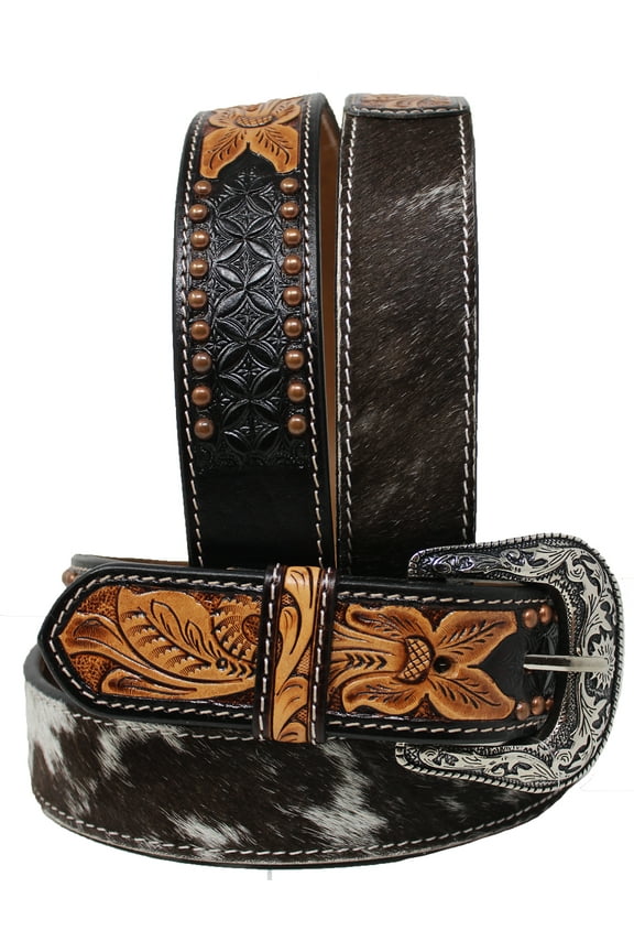 28 Western 1 1/2" Wide Men Women Rodeo Floral Tooled Leather Belt 26FK73
