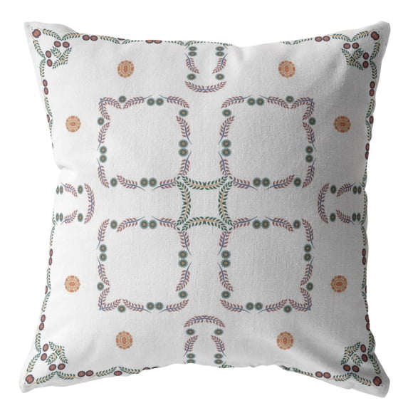 28†White Floral Indoor Outdoor Throw Pillow