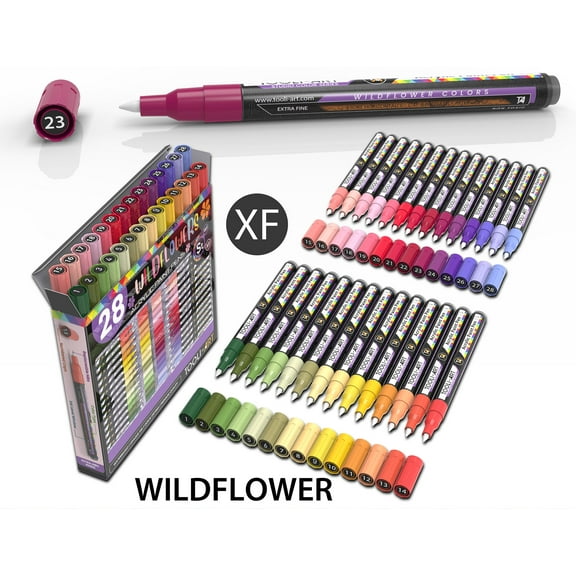 28 Wildflower Colors Acrylic Paint Pens Markers Set 0.7mm Extra Fine