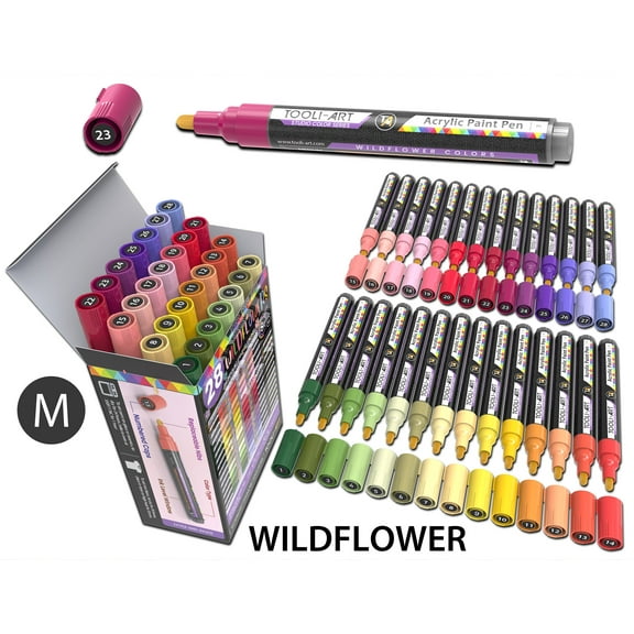 28 Wildflower Colors Acrylic Paint Pens Markers Set 3mm Medium