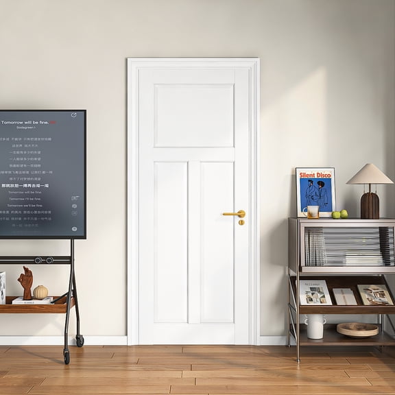 28" X 80"1+2Panel Slab Door ,French Interior Door Paintable MDF Door Panel,Pre-Assembled Panel for Closet Pantry Bedroom Livingroom Study Office,w/o Hardware