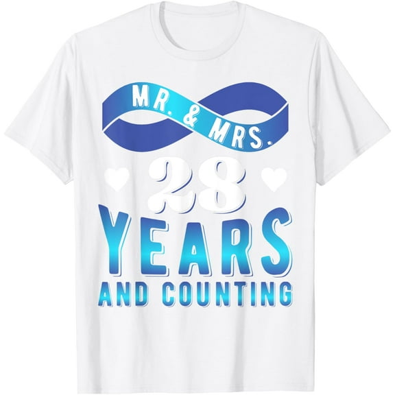28 Years And Counting 28th Wedding Anniversary T-ShirtMen and women, Black T-shirt, size: Extra large S-4XL