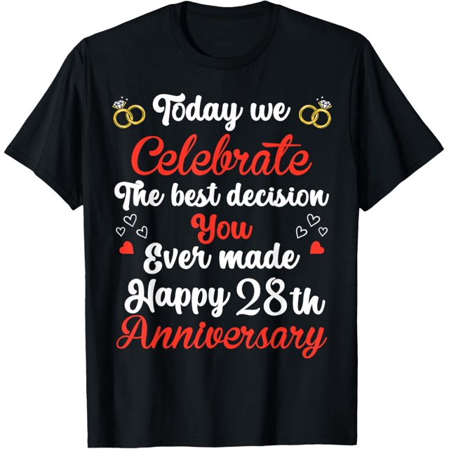 28 Years Anniversary Marriage Couples 28th Year of Marriage TShirtMen