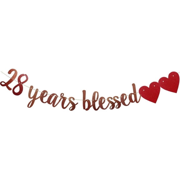 28 Years Banner Rose Gold Paper Glitter Party Decorations for 28TH Wedding Anniversary 28 Years Old 28TH Birthday Party Supplies Letters Rose Gold