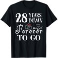 thumbnail image 1 of 28 Years Down Forever to Go Couple 28th Wedding Anniversary T-Shirt, 1 of 5