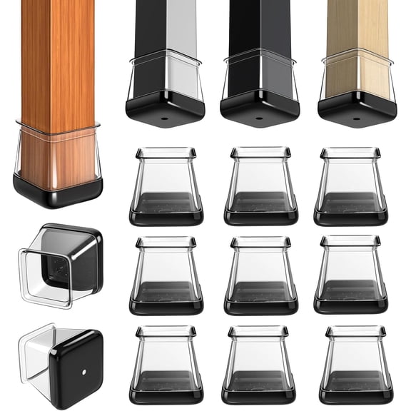 28 count Chair Sliders for Carpet, Square Chair Floor Protectors Glides, Furniture Protectors Caps, Carpet Protectors Table Teflon Covers Pads (Fit:1-1/8" ~ 1-1/2")