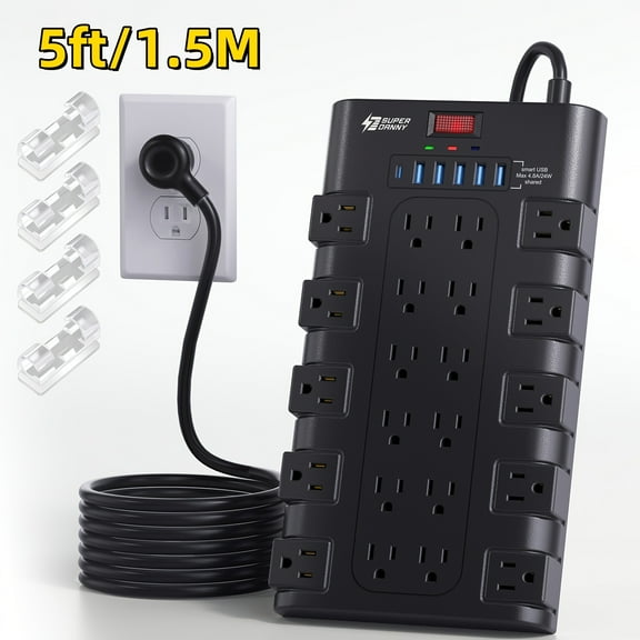 28-in-1 Heavy Duty Power Strip with 22 Outlets & 6 USB Ports