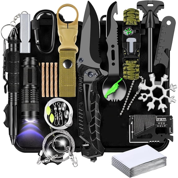 28-in-1 Survival Gear Kit For Men - Tactical Knife Set & Outdoor Tools, Father'S Day Gift For Dad, Husband, Boyfriend - Camping, Hunting, Fishing Essentials For Survival, Hiking, Adventure
