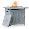thumbnail image 1 of 28 in. Ashy Gray Rattan Design Square Propane Fire Pit with Lava Rocks & Cover, Light Gray, 1 of 1