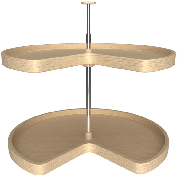 Rev-A-Shelf LD-4BW-472-28-1 Kidney Shape LD Banded Wood 2 Shelf Corner Lazy Susans, 28" Diameter - Natural