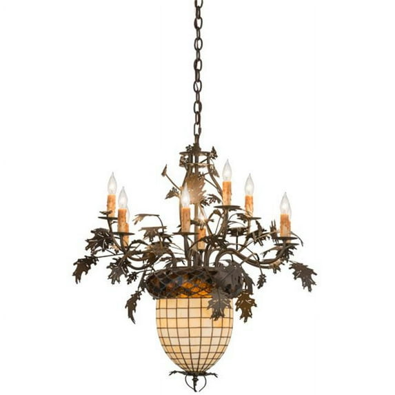 28 in. Greenbriar Oak 9 Arm Chandelier, Tyler Bronze - 396 Piece