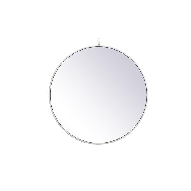 Contemporary White Wood Framed 28" Round Wall Mirror