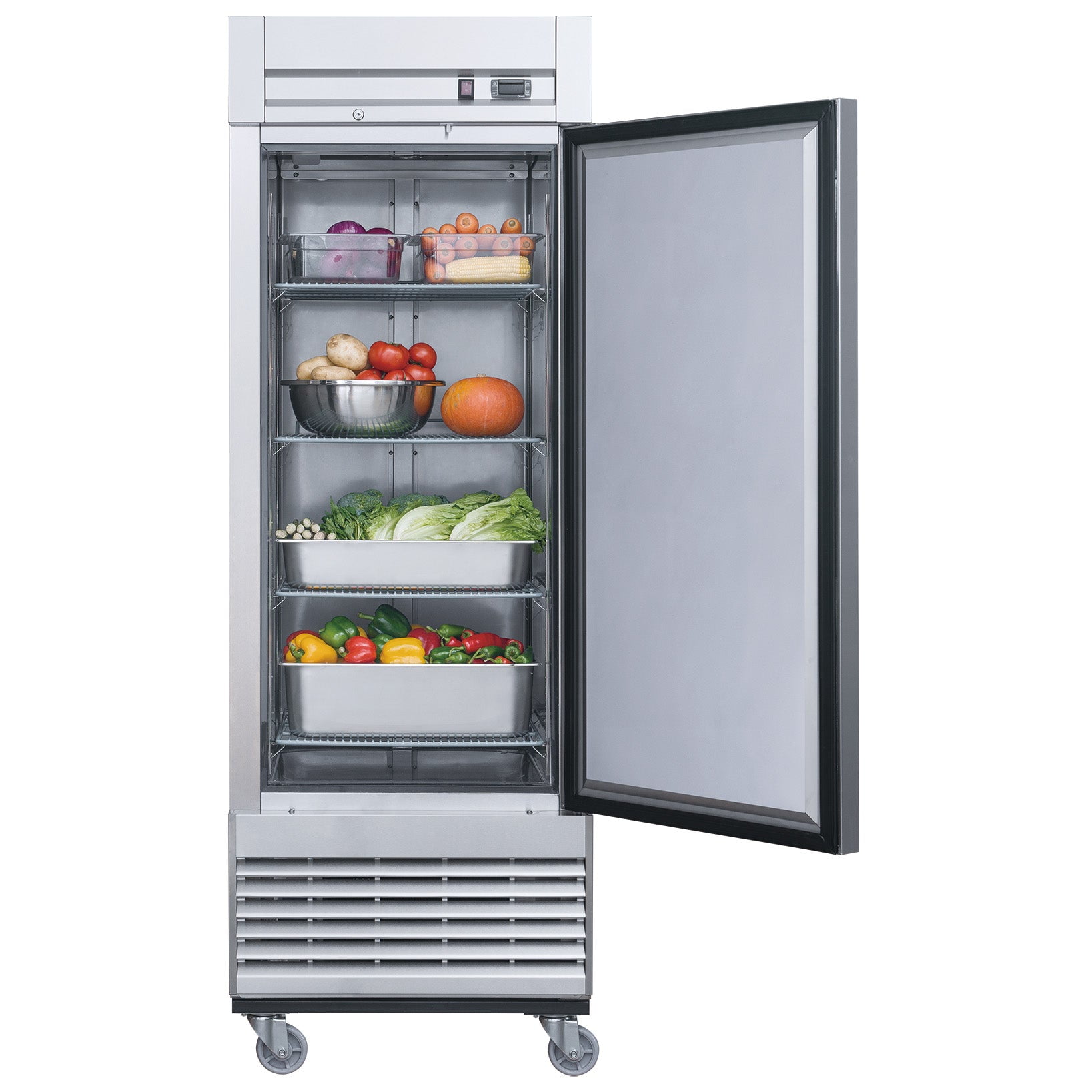 28 in. Single Door Commercial Refrigeratot 18 Cu.Ft. Solid Door Stainless Steel Reach-In Refrigerator, NSF ETL