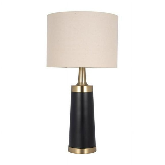 28 in. Steel Pillar Table Lamp, Black