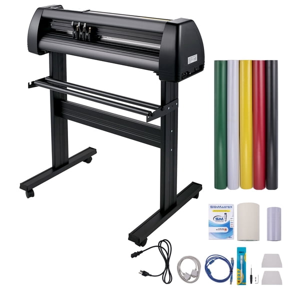 28 in Vinyl Plotter LCD Display Double Spring Pinch Rollers Signmaster Software for Design and Cut