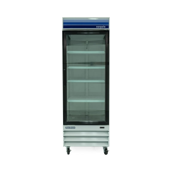 Norpole 28 in. W 23 cu. ft. Single Swing Glass Door Commercial Refrigerator in White in White