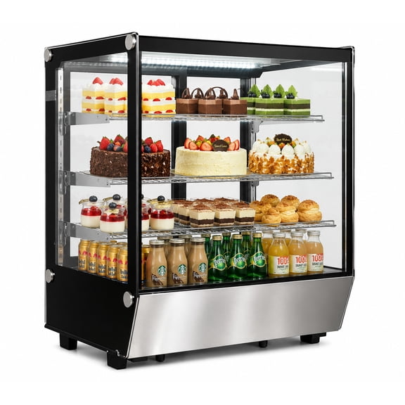 28 in W 5.96 cu. ft. Refrigerated Countertop Bakery Display Case 5.1 Cu Ft Commercial Cake Showcase Cooler Glass Display Refrigerator