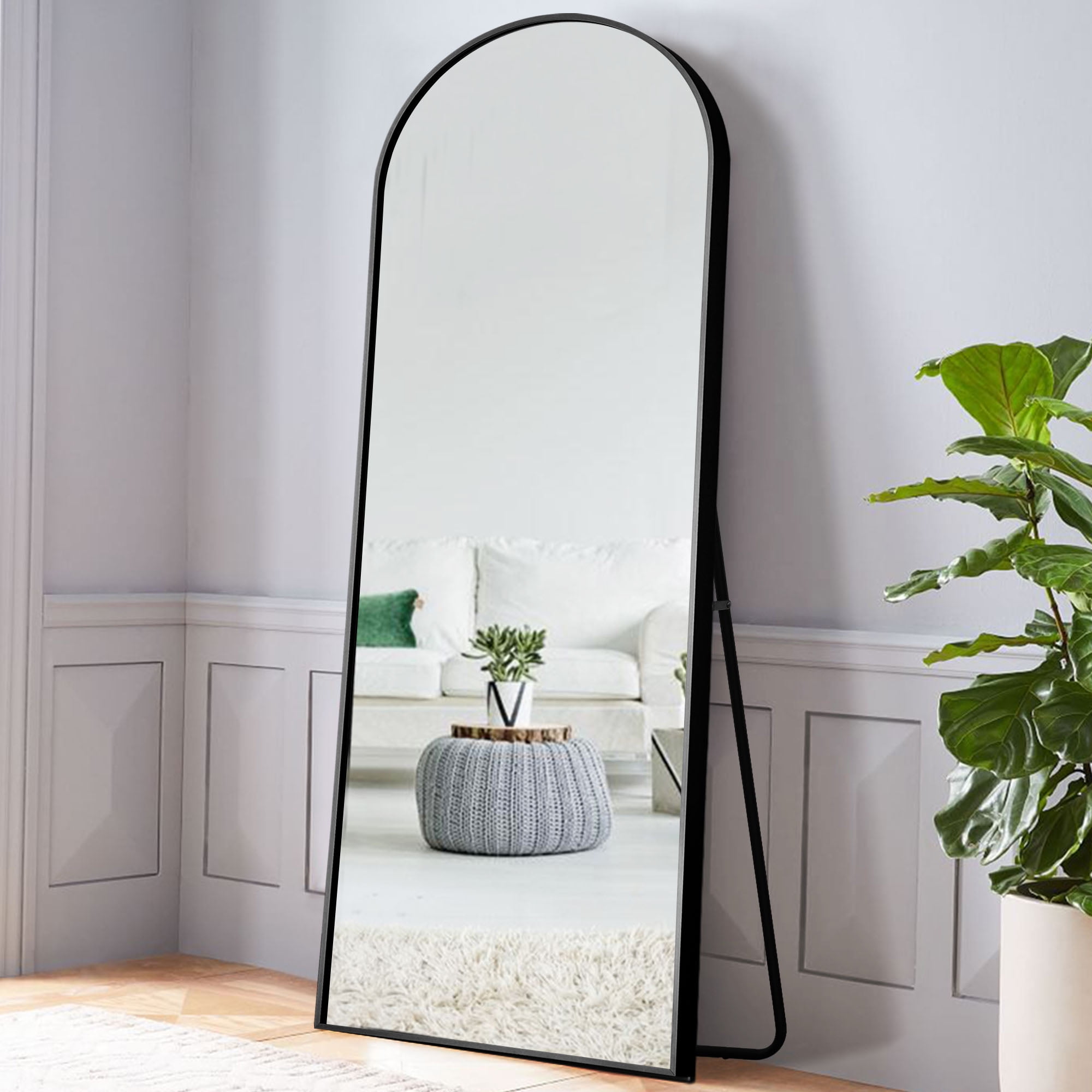 28 in x 71 in Black Modern Floor Mirror