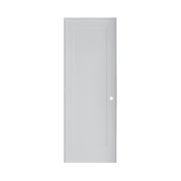 28 in. x 80 in. Right-Handed Solid Core White Primed Composite Single Prehung Interior Door with Black Hinges